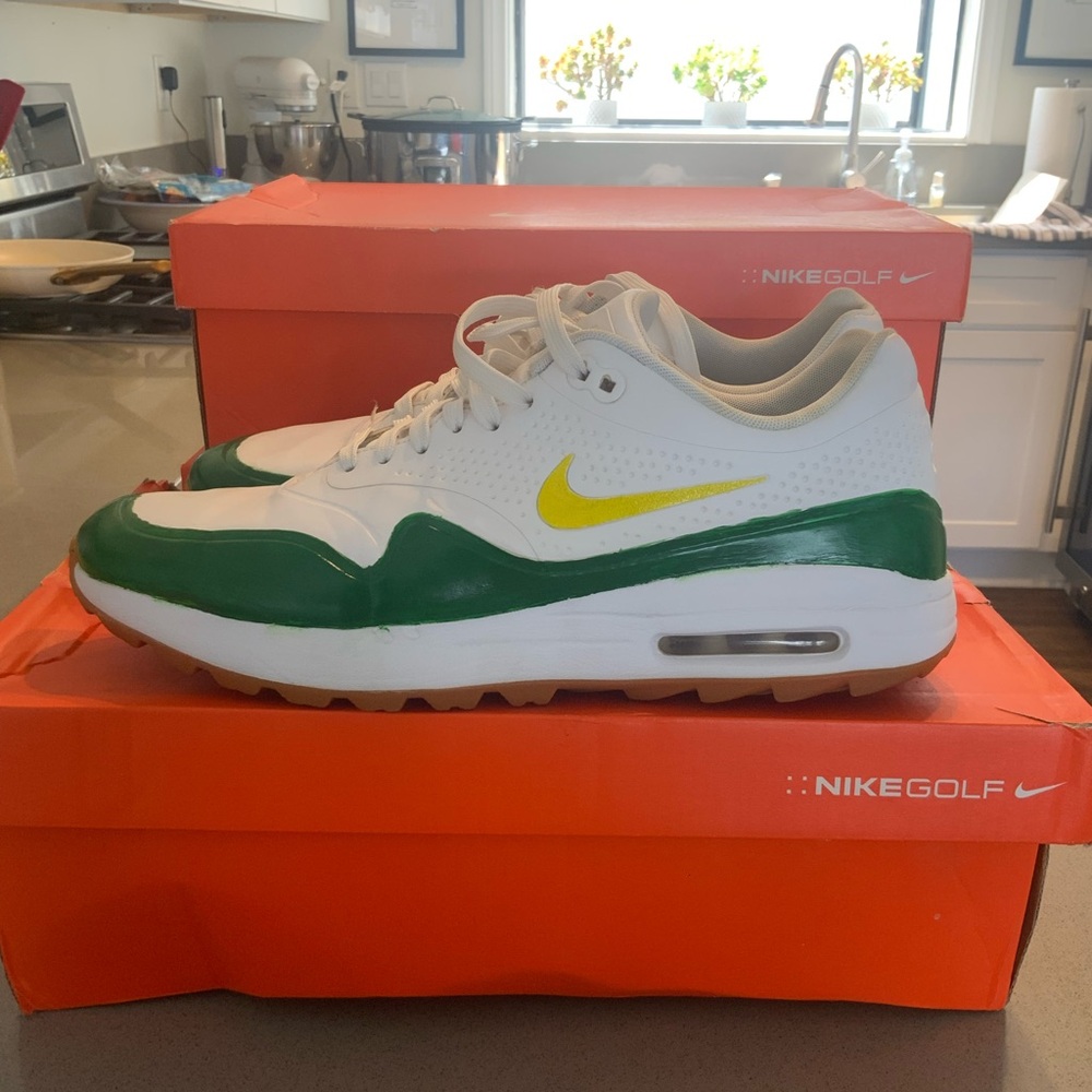 Nike Air Max Golf White Gum bottom Custom Masters Edition. One of one!
